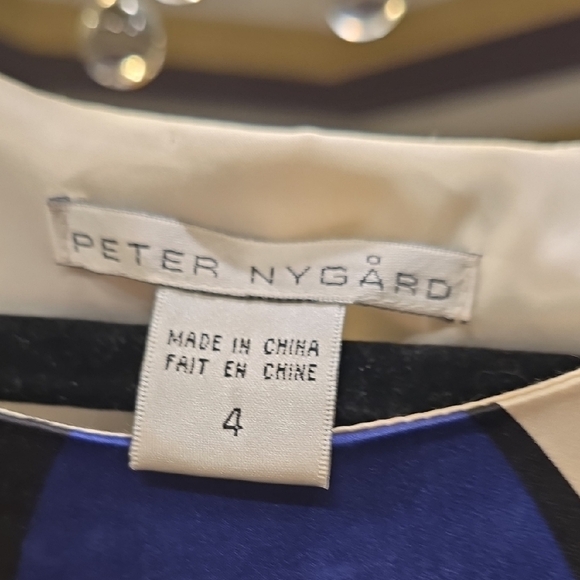 Peter Nygard Silk Blue and White Abstract Midi Dress - Picture 2 of 14